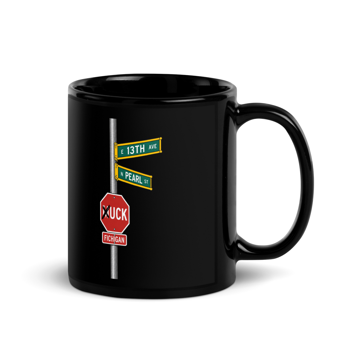 Columbus, OH - Street Sign Shirts - Chittenden Ave X Indianola Ave (KEEP COLUMBUS GREEN) Coffee Mug - Black