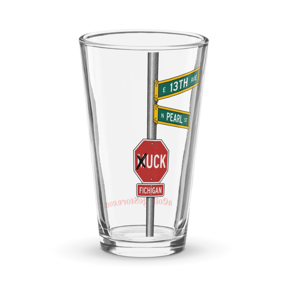 Columbus, OH Street Signs: 13th Ave x Pearl St (Xuck Fichigan)  Pint Glass