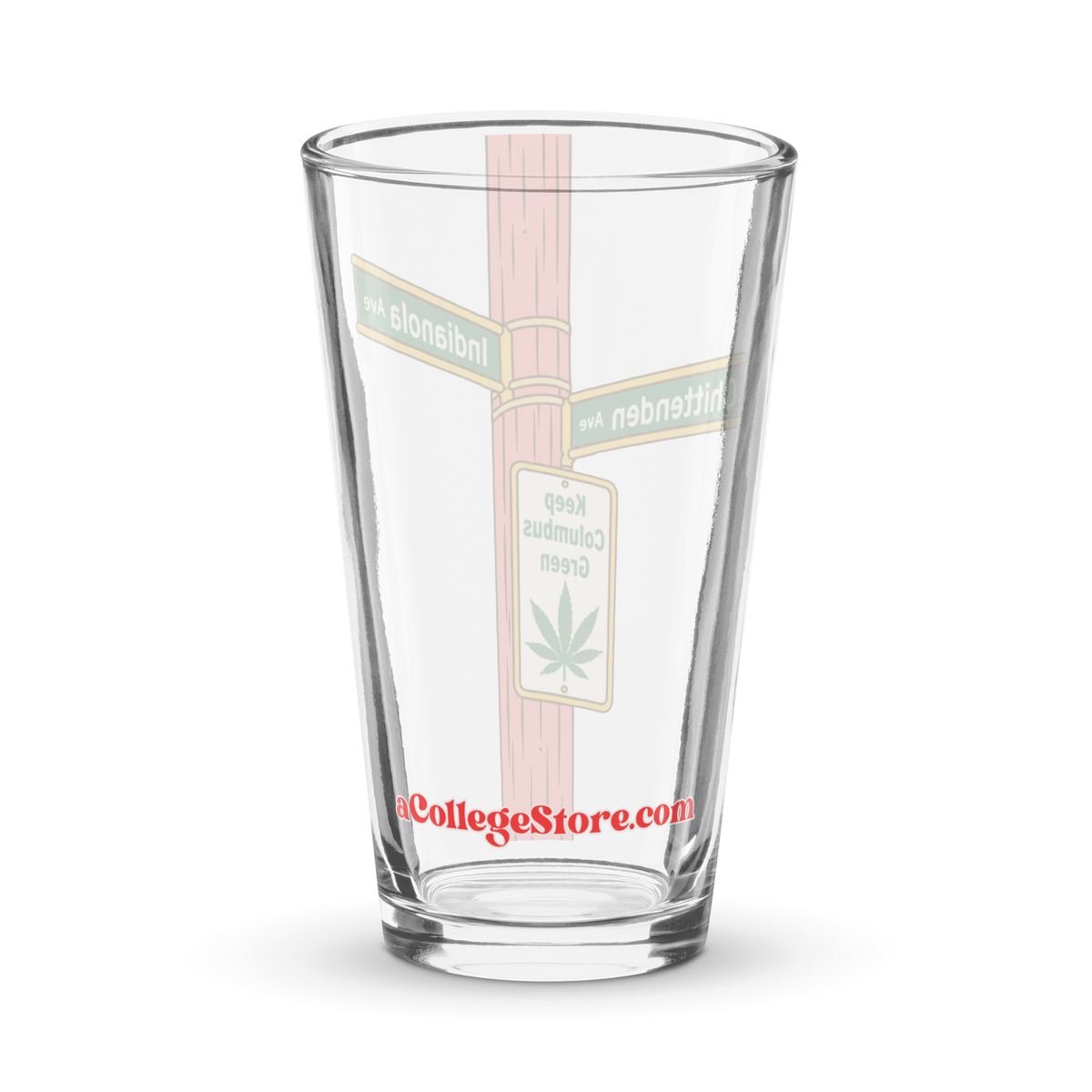 Columbus, OH - Street Sign Shirts - Chittenden Ave X Indianola Ave (KEEP COLUMBUS GREEN) Pint Glass